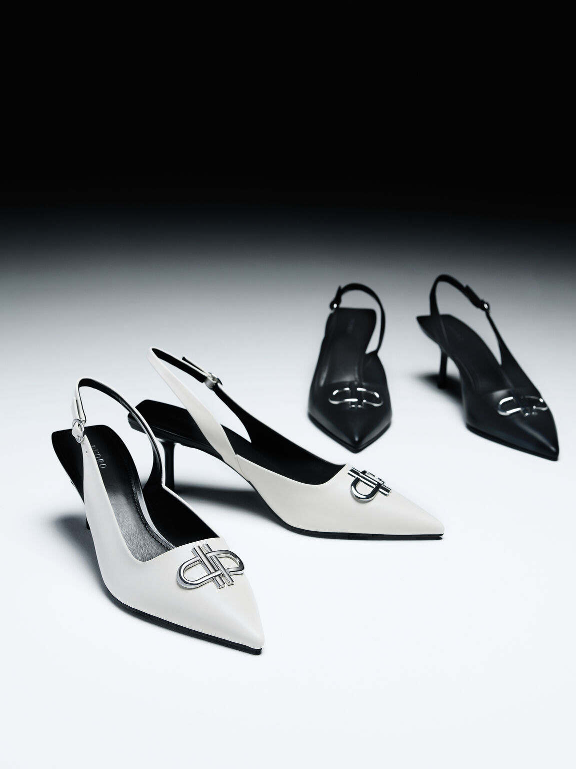 Icon Leather Pointed Toe Slingback Heels, , hi-res