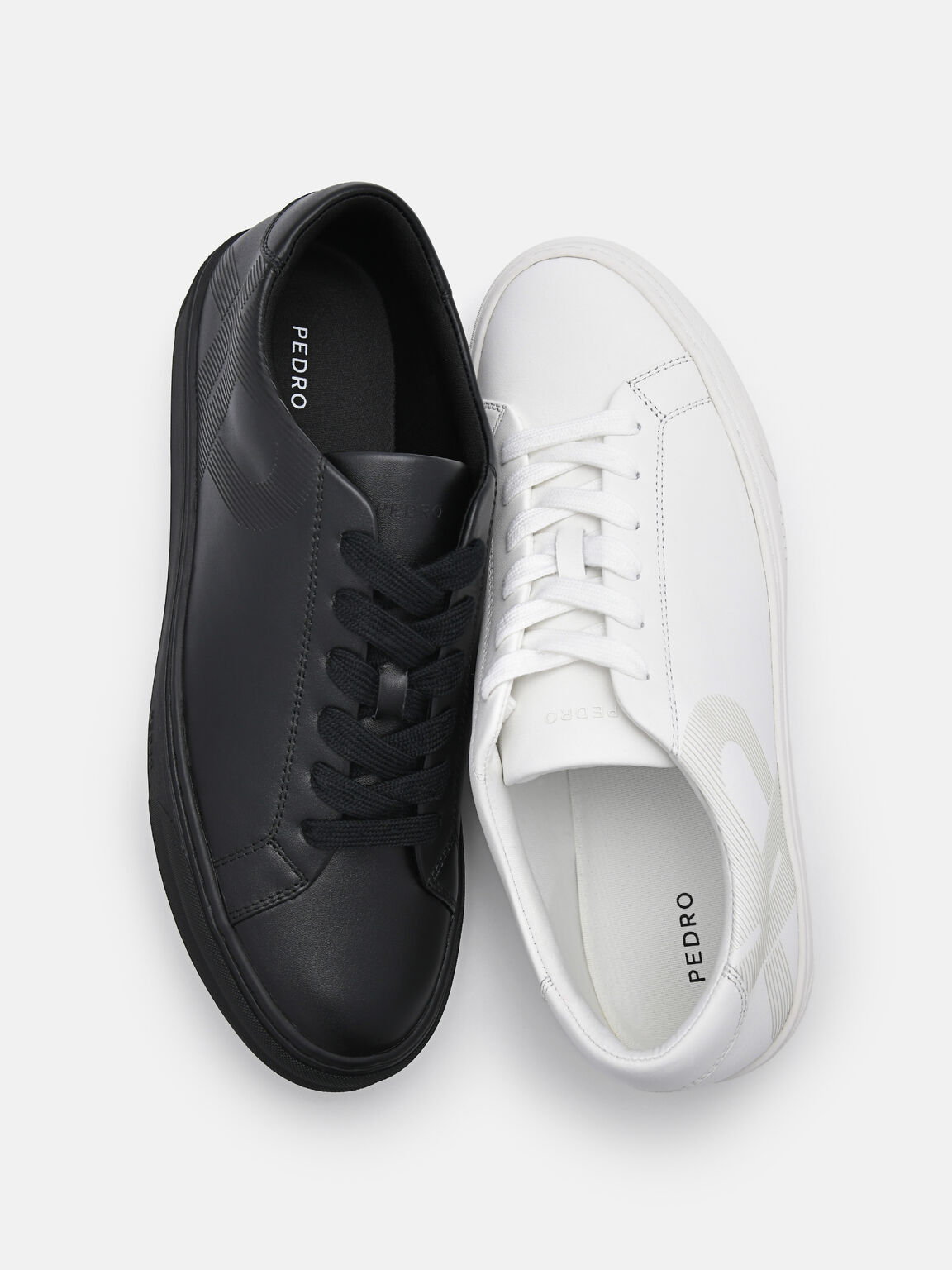 Women's PEDRO Icon Leather Sneakers, Black