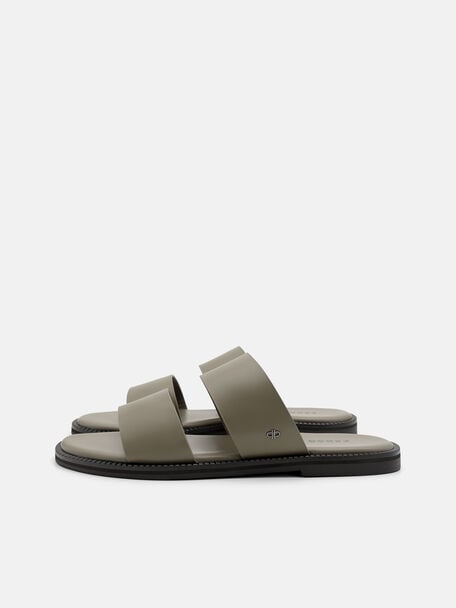 Leather Double-Strap Slide Sandals, , hi-res