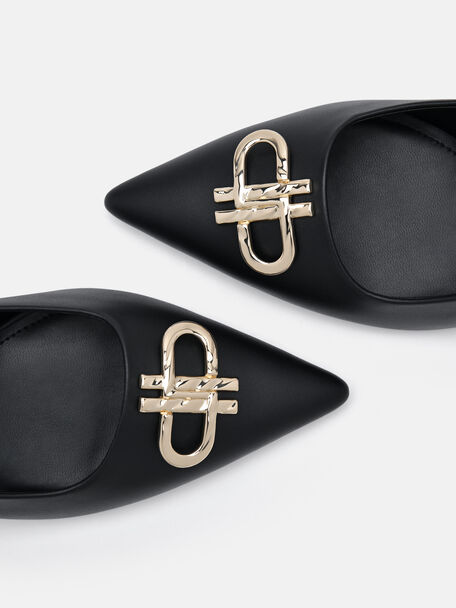 PEDRO Icon Leather Heel Sandals, Black