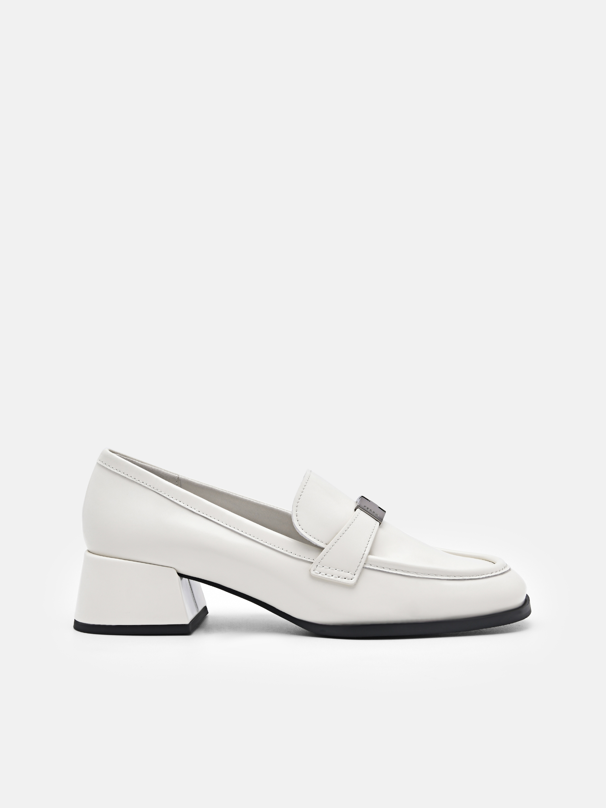 Jatte Leather Heel Loafers - Chalk - PEDRO ID