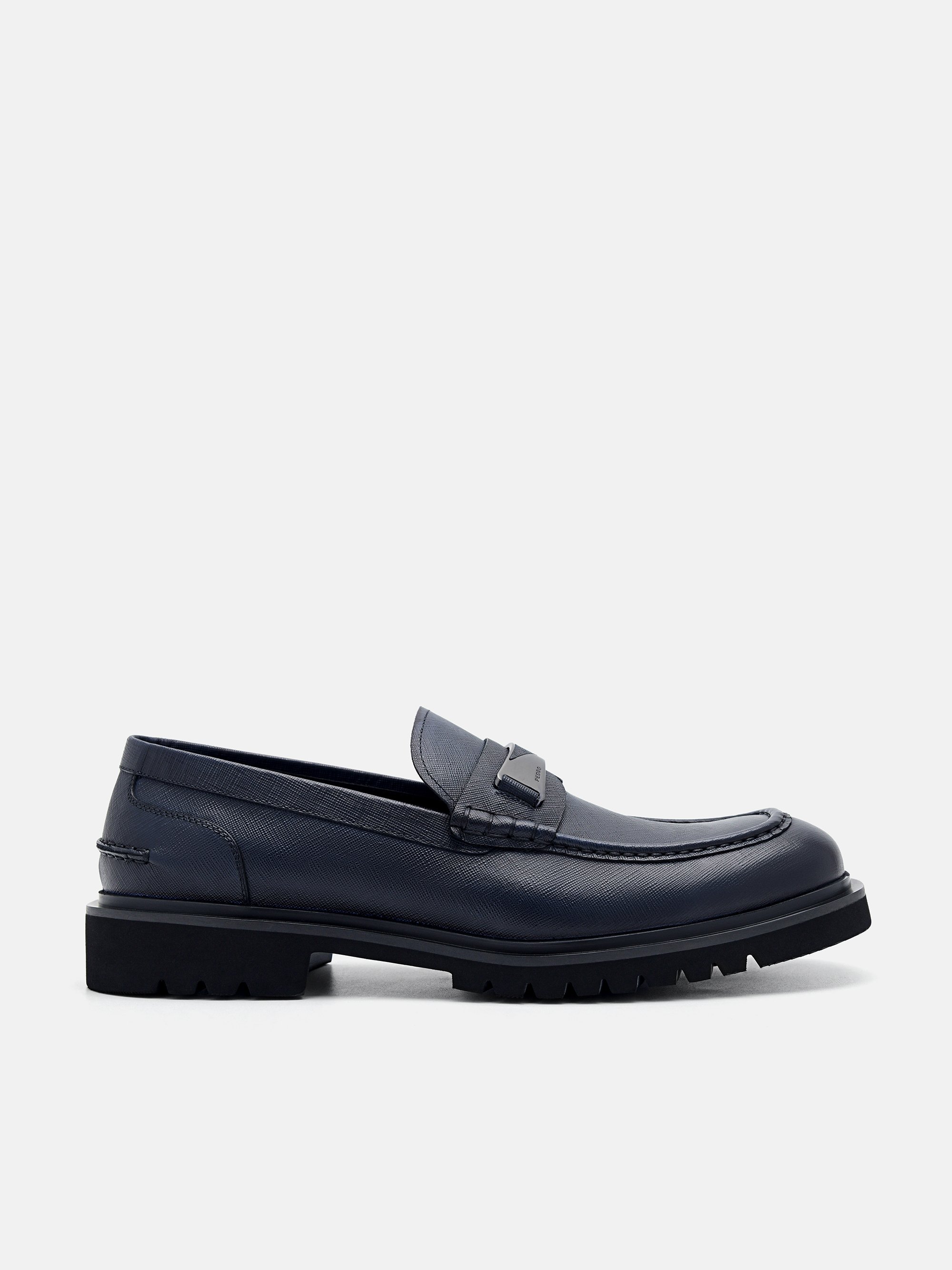Navy Edge Leather Loafers PEDRO ID
